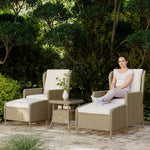 5 Piece Rattan Set With Recliners, 2-tier Coffee Table | Light Grey