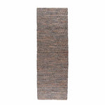 Real Leather Handwoven Diamond Pattern Rug | 200cm | Brown