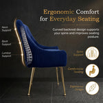 Dining Chairs Upholstered Tufted Velvet Kitchen Chairs | Set of 2 | Blue