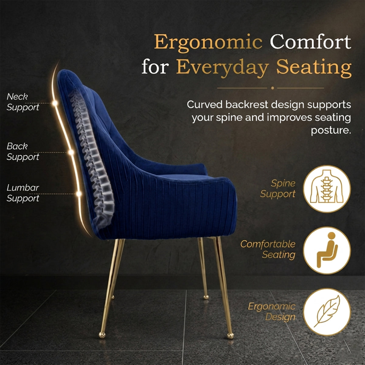 Dining Chairs Upholstered Tufted Velvet Kitchen Chairs | Set of 2 | Blue