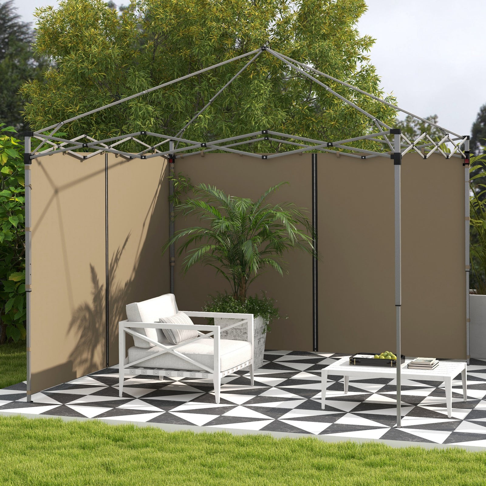 3x3(m) Or 3x6m Pop Up Gazebo Side Panels With Zipped Doors | Beige