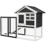 122cm Wooden Rabbit Hutch Bunny Cage Pet House With Tray Ladder Run | Grey