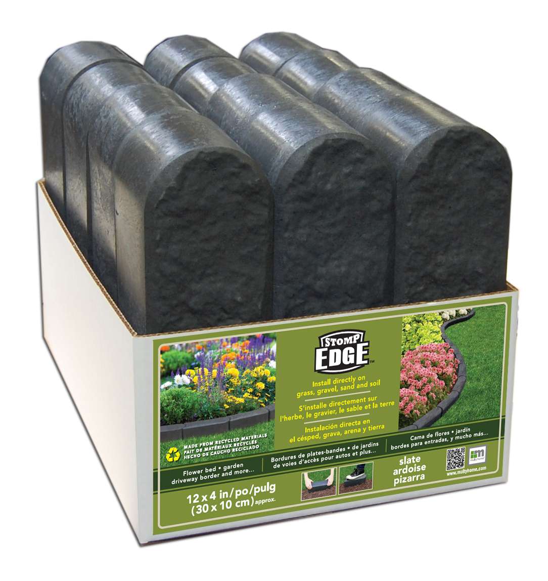 Stomp Edge Rubber Lawn Edging | Set of 4 | Graphite Black