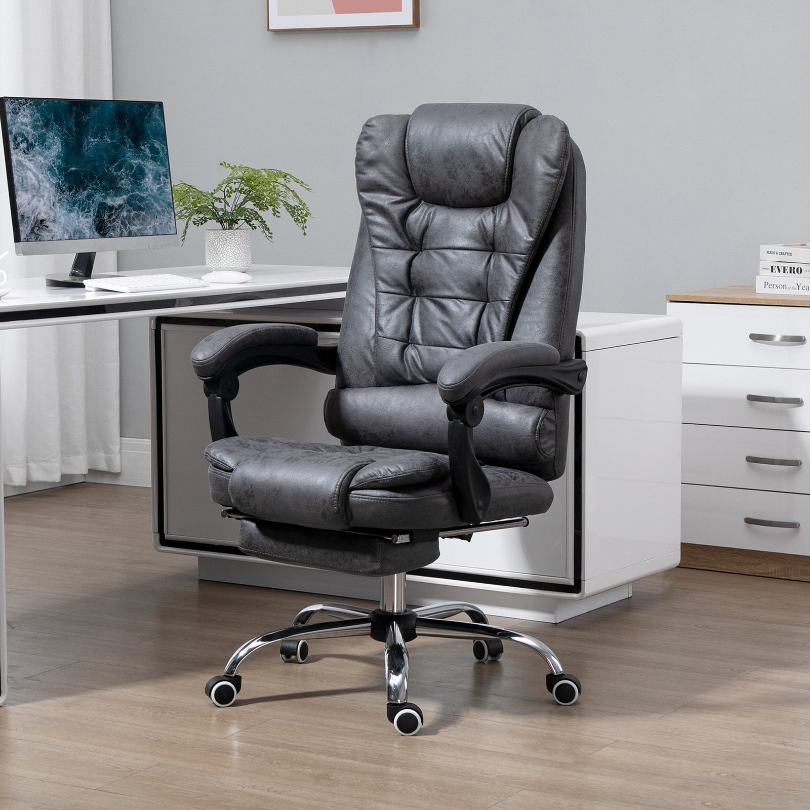 Heated Massage Office Chair 6 Vibration | Dark Gray