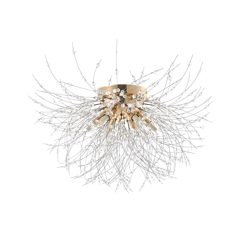 50cm Dandelion Ceiling Light Chandelier 6-light Modern Flush Mount Ceiling Light Fixture | Gold