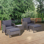 5 Pieces Outdoor Patio Furniture Set Wicker Conversation Set | Gray