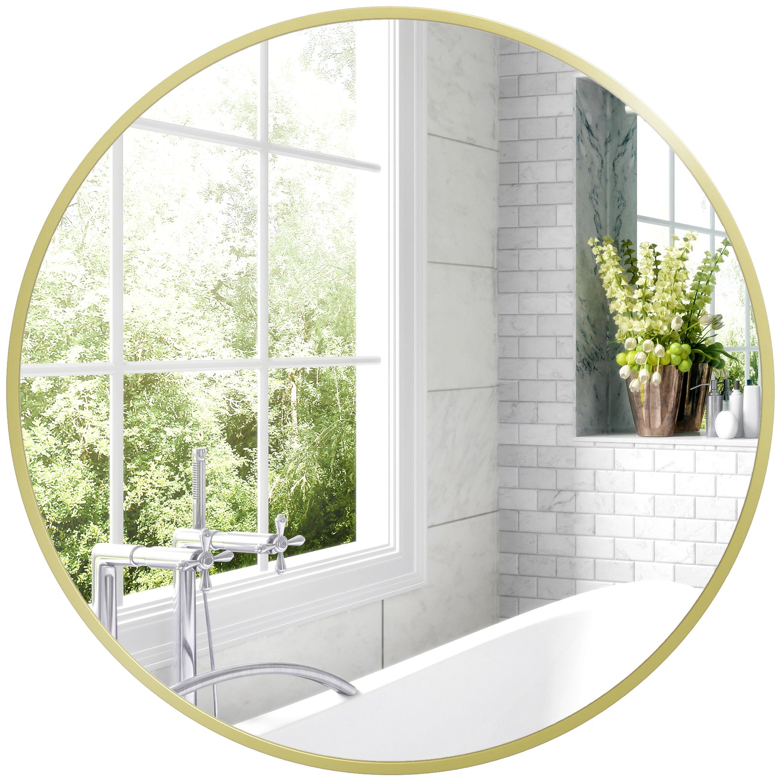 60x60/70x70cm Round Bathroom Mirror Modern Wall Mirror | Medium | Gold