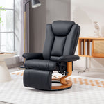Pu Leather Reclining Armchair With Footrest For Living Room | One Size | Black