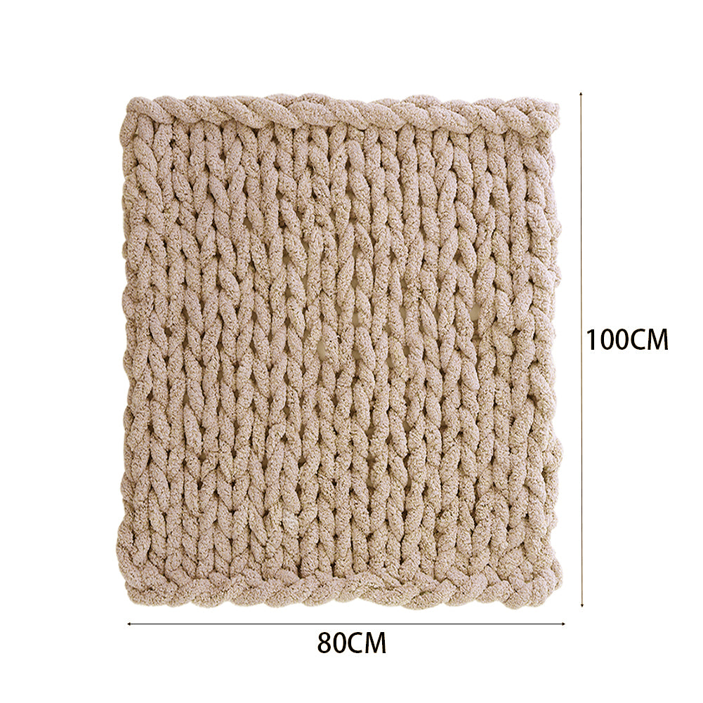 Stretchable Chunky Knit Handwoven Chenille Throw Blanket