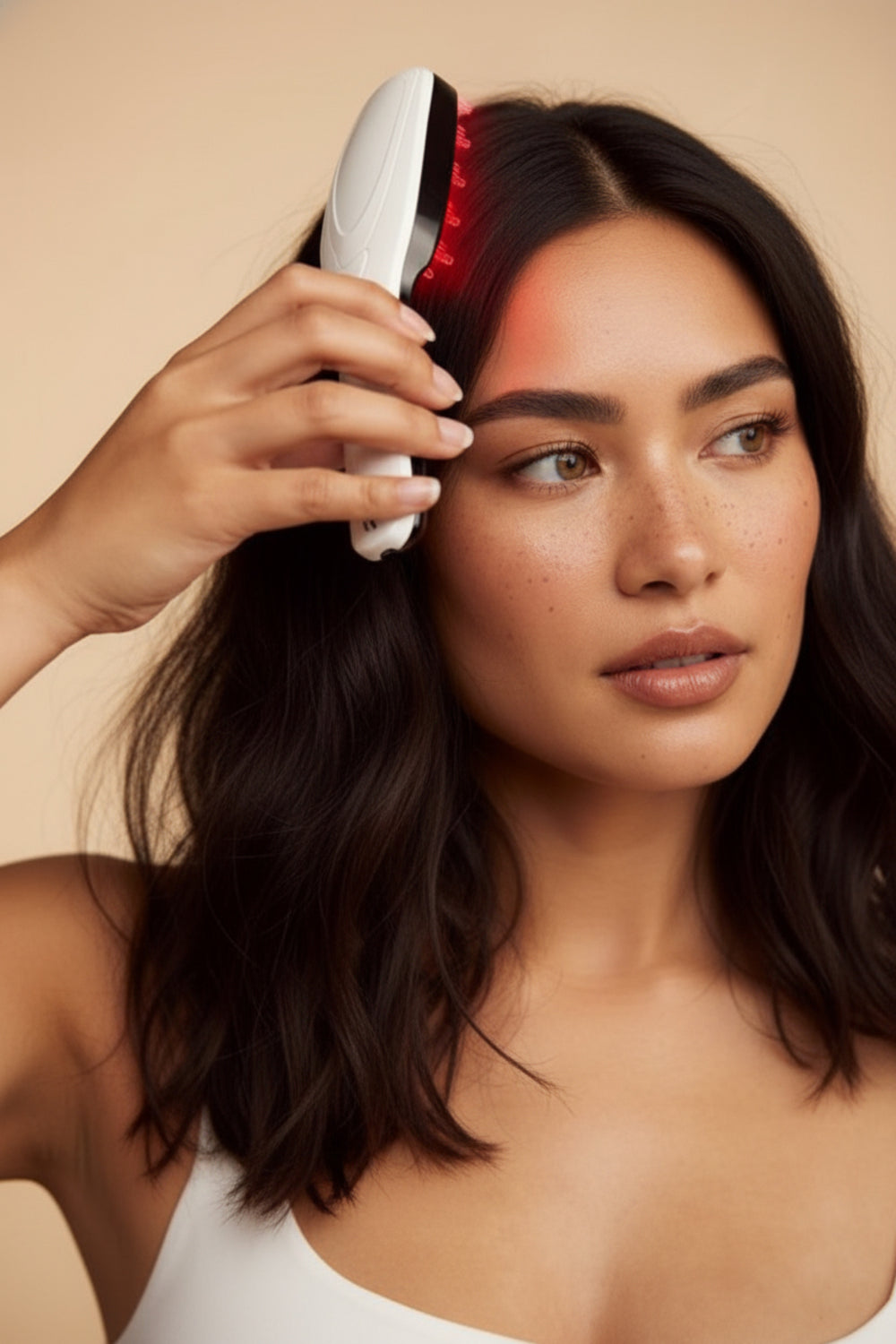 Ovey London 3-in-1 LED Hair Brush Red & Blue Light Therapy With Scalp Massage Vibration Wellness & Shine
