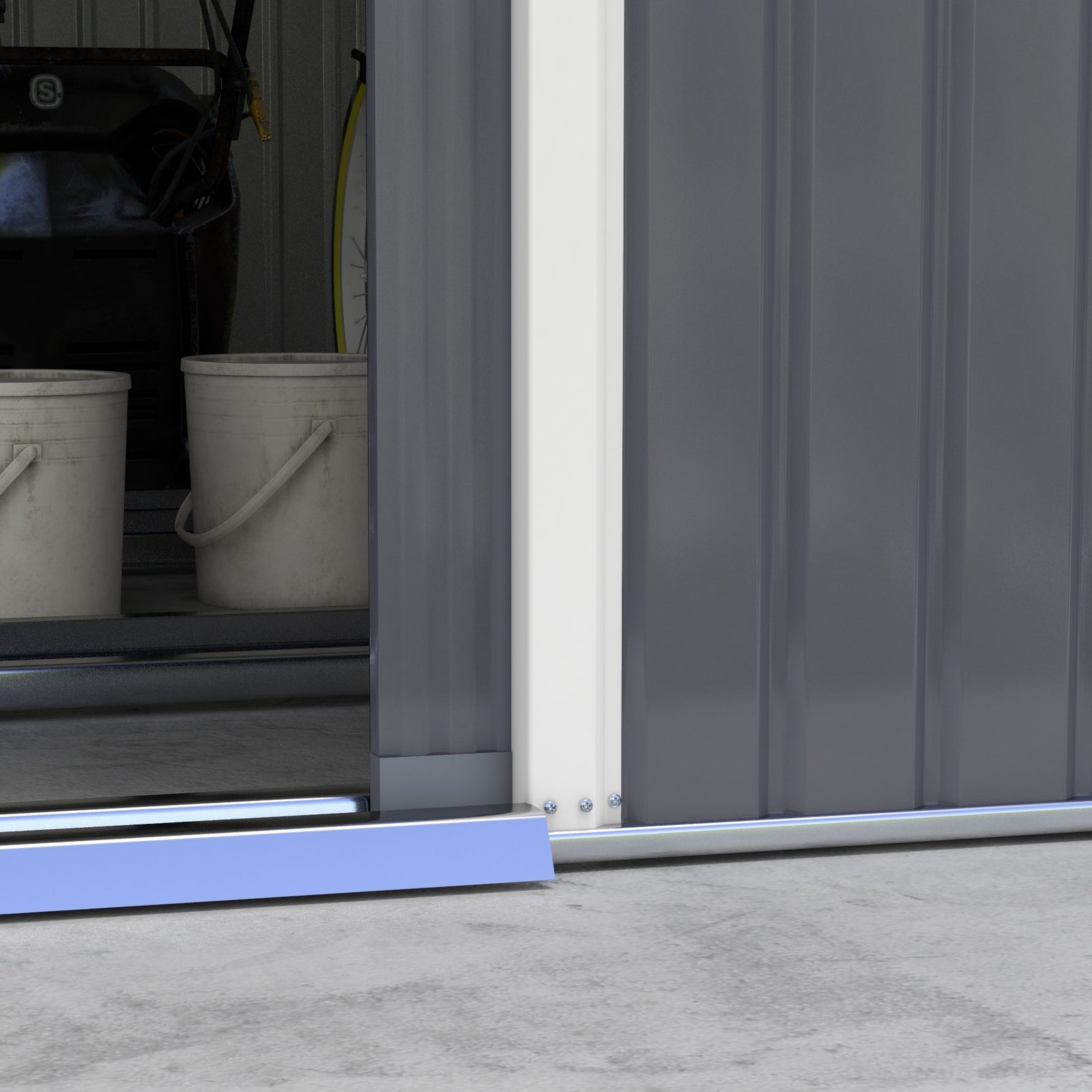 Garden Shed Storage Unit With Locking Door Floor Foundation | Large | Charcoal Gray