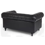 Button Tufted Faux Leather Living Room Sofa - 2 Seater | Black