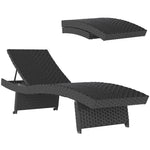 Pe Rattan Sun Lounger With 4-level Adjustable Backrest | Black