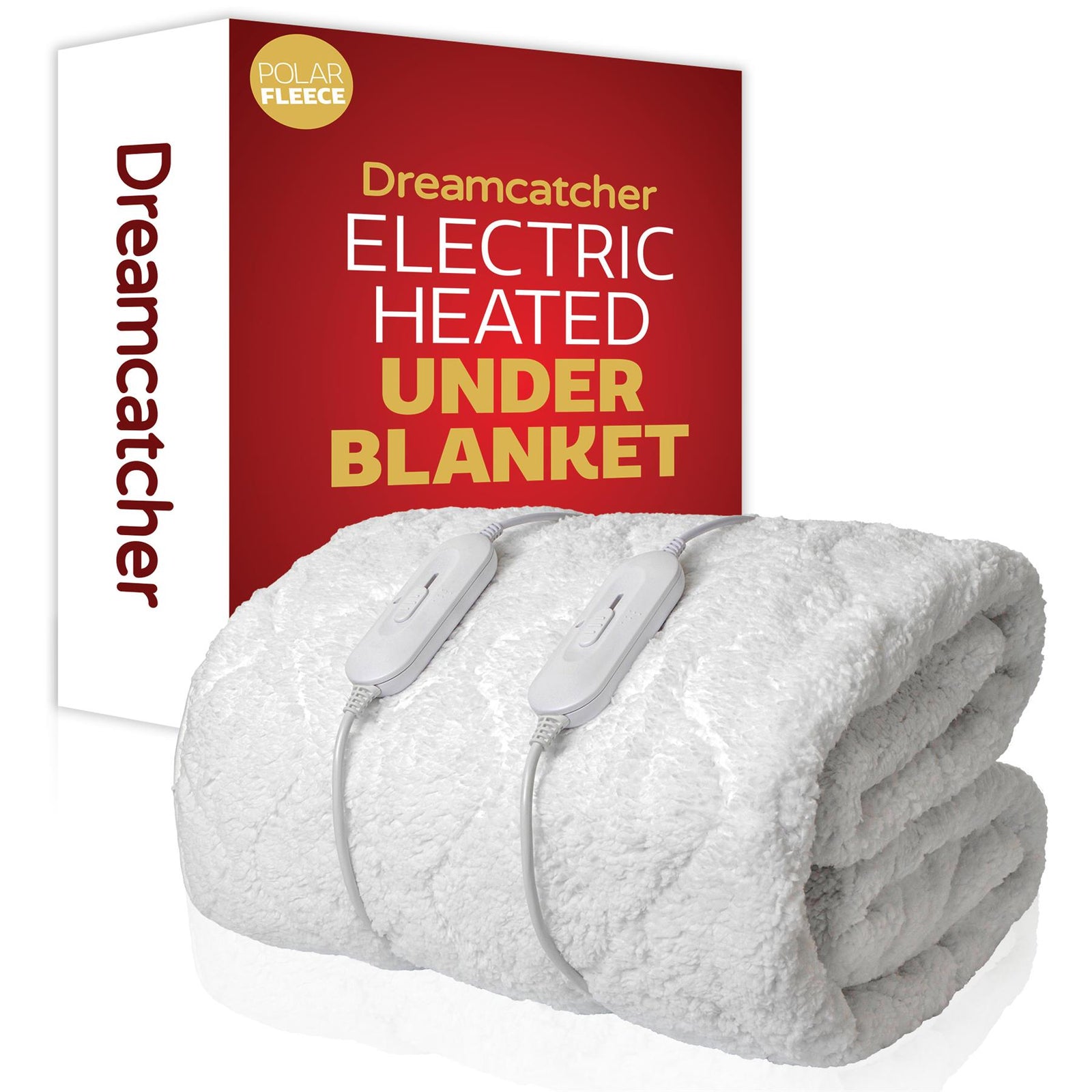 Deluxe Electric Blanket Fully Fitted Polar Fleece Heated Bed Underblanket 3 Heat Settings | Double | White