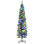 6/7.5ft Artificial Pencil Christmas Tree With Steel Base | 6ft | Green