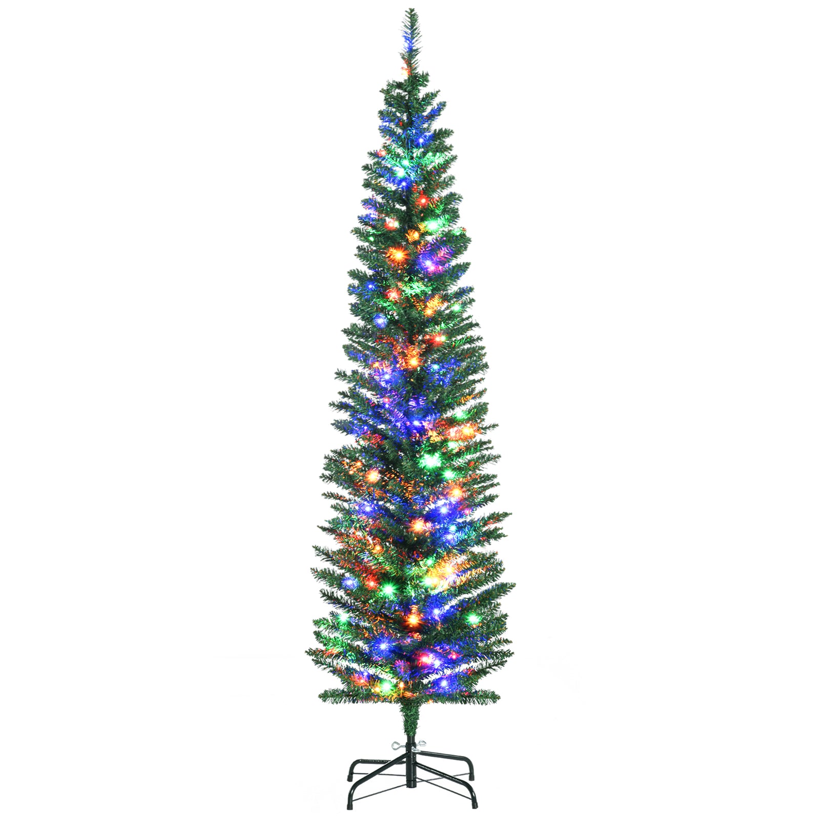 6/7.5ft Artificial Pencil Christmas Tree With Steel Base | 6ft | Green