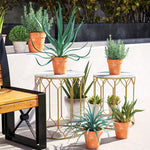 Nesting Small Garden Table Set Of 2 W/ Marble Effect Top | Multi Colour