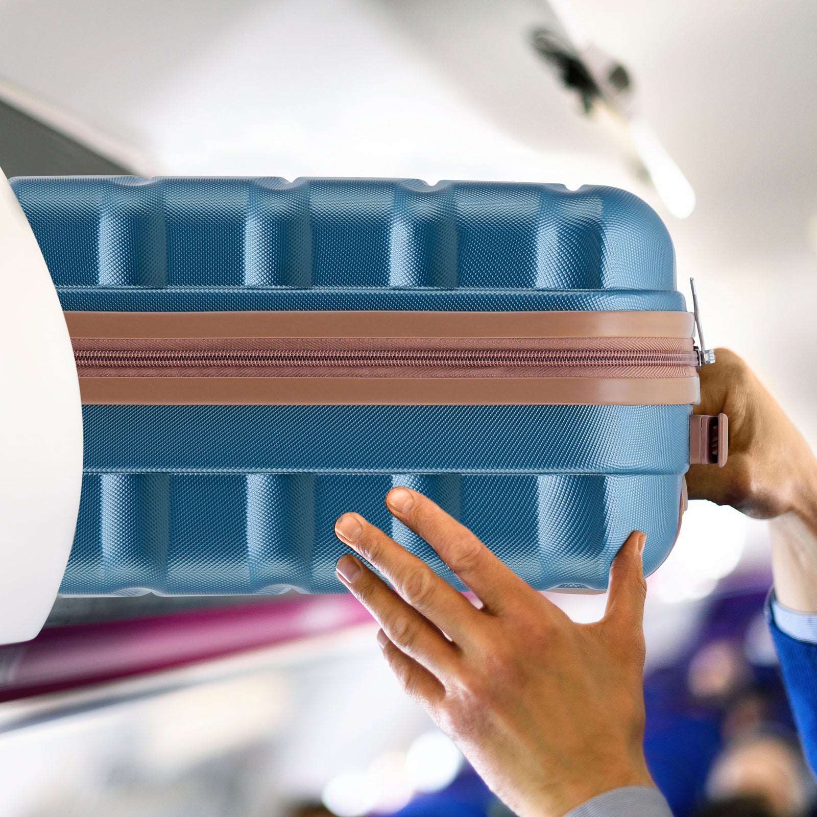 55x40x20cm Lightweight Luggage Hard Shell Cabin Suitcase 60+ Airlines Approved - Carry On Case - 4 Wheels | 55 x 40 x 20cm | Blue