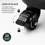 Metal Piot Caddy Stand With Lockable Wheels - Pack Of 2 | 30cm | Black