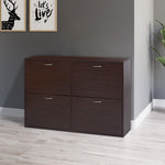 Wooden Shoes Cabinet Multi Flip Down Shelf Drawer Organizer | One Size | Brown