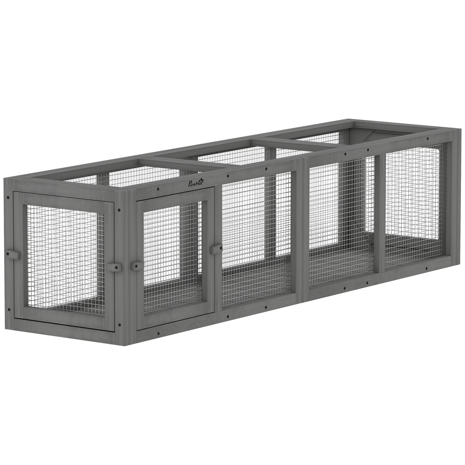 PawHut Outdoor Cat Tunnel, Wooden Extendable Pet Run, For Kitty, Puppy, Grey