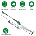 Cordless Hedge Trimmer 18v Li-ion Long Reach Telescopic Garden Hedge Cutter, Battery & Charger Included