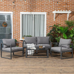 Outsunny 4 Pieces Garden Sectional Sofa Table Furniture Set Aluminium