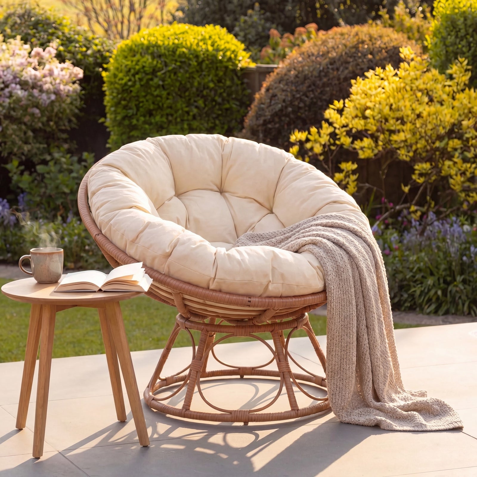 Amara Indoor Or Outdoor Swivel Papasan Chair | Natural