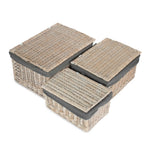 White Wash Steamed Cotton Lined Storage Basket | Set-of-3 | Gray