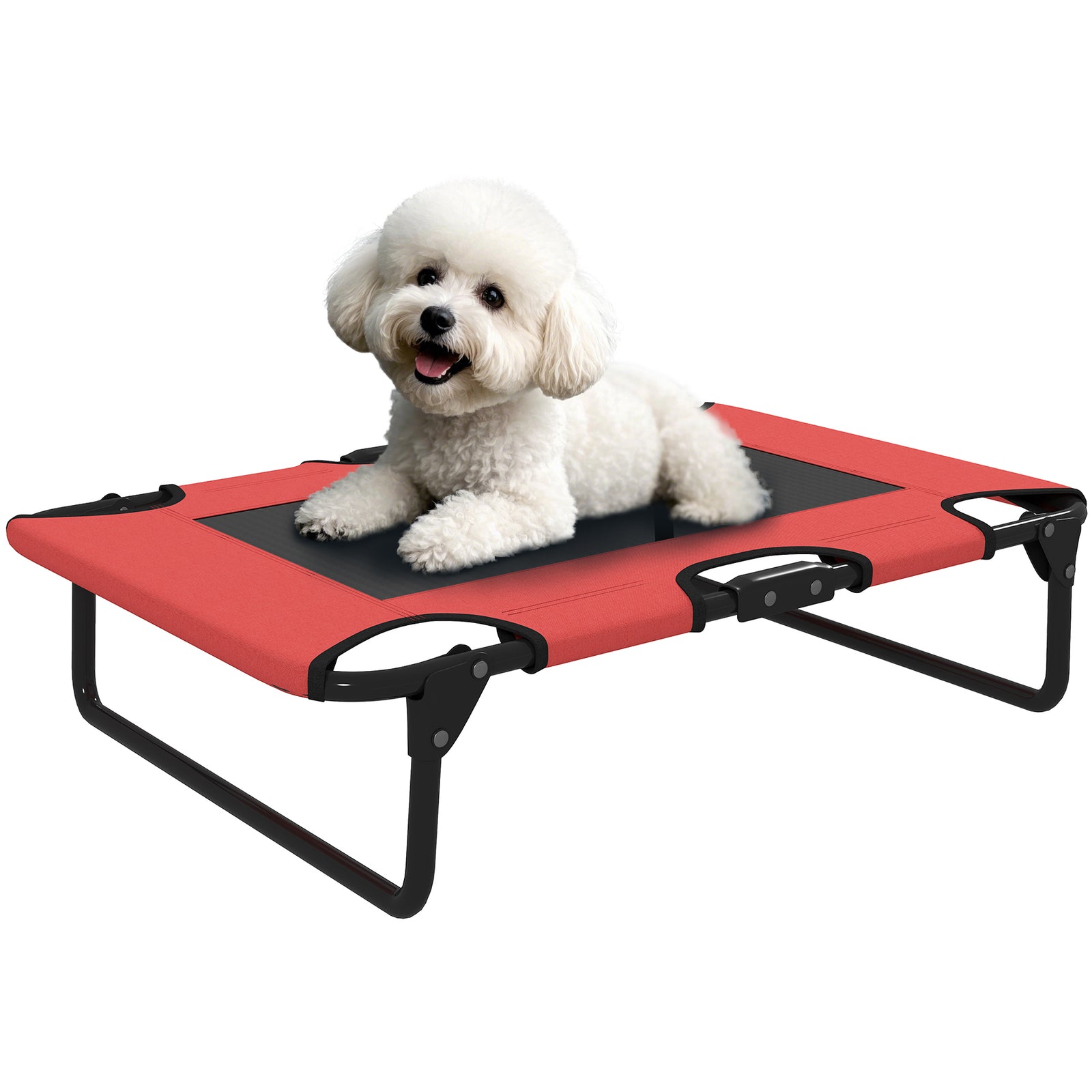 Raised Dog Bed With Breathable Mesh For S & M Dogs, Red | Red