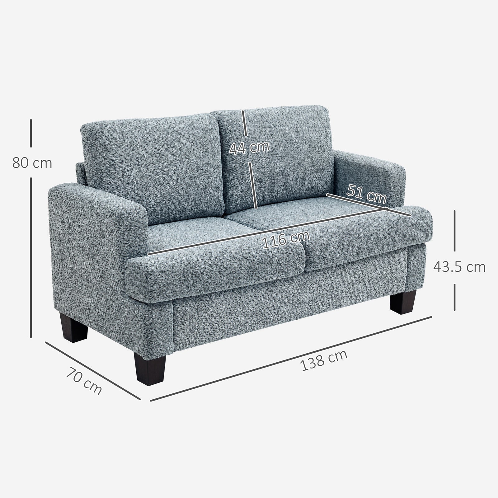 138 Cm Chenille Fabric Loveseat Sofa With S-springs | Grey