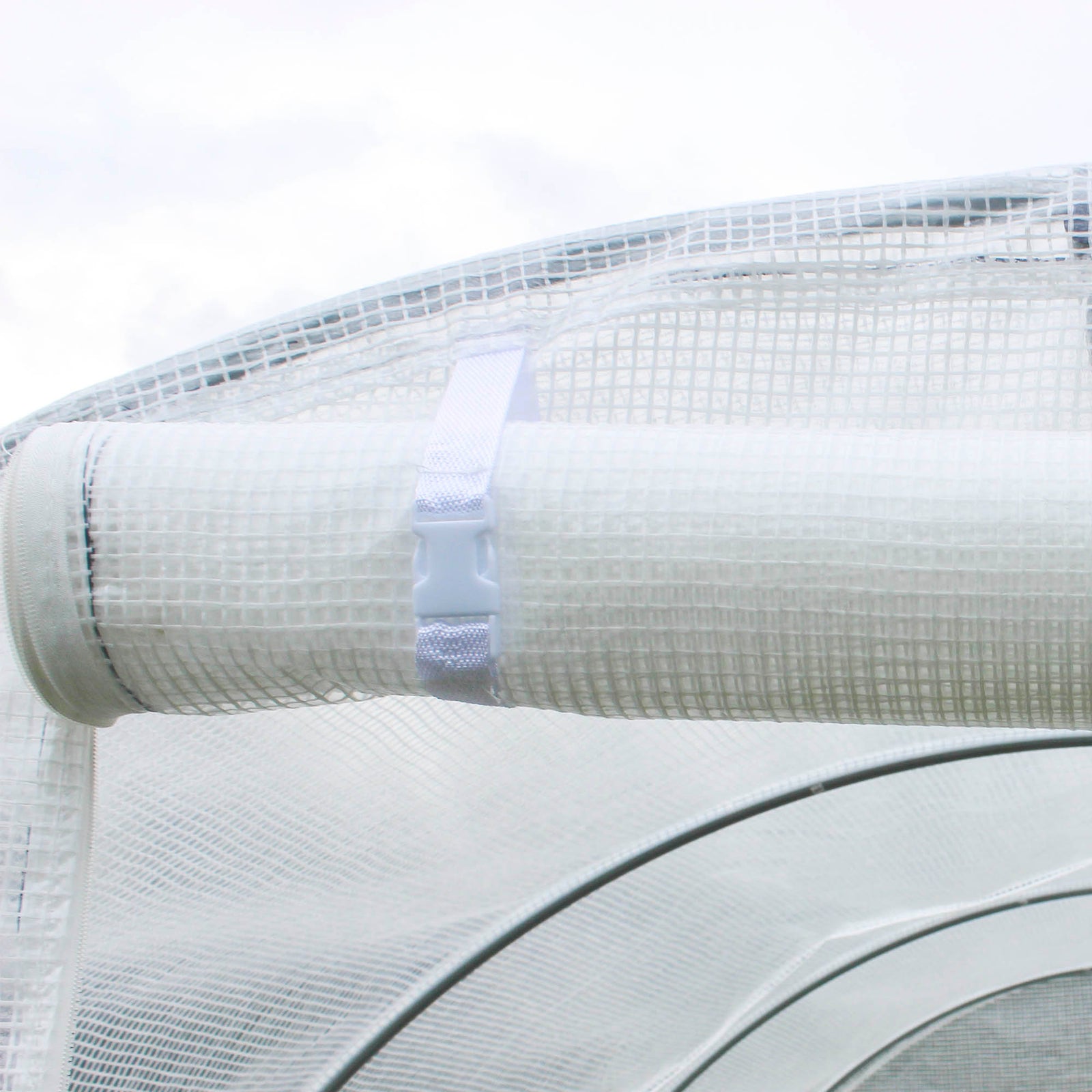 Plant Nursery Cover With Zipper Door - White
