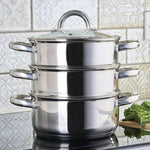3 Tier Stainless-steel Steamer Pan | 20cm | Silver