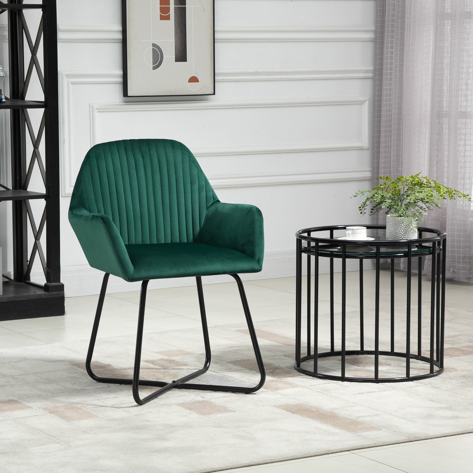 Accent Chair Velvet-feel Upholstered Lounge Armchair | One Size | Green