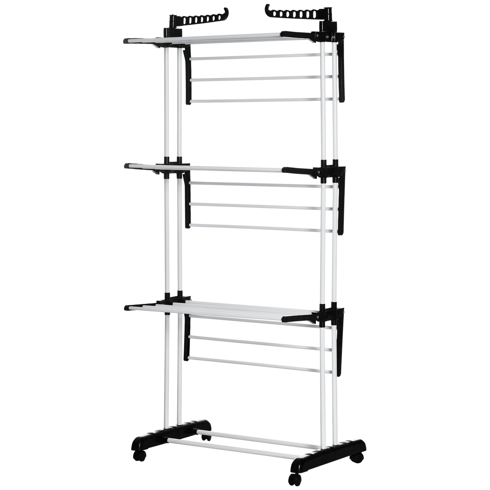 Foldable Clothes Drying Rack Steel Garment Dryer Casters | One Size | Black