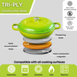 Shallow Cast Iron Casserole Pot With Lid  - 30cm , 3.7-quart | Green
