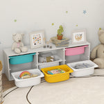 AIYAPLAY 2 Tiers Toy Storage Organiser With 6 Plastic Bins, Low Height