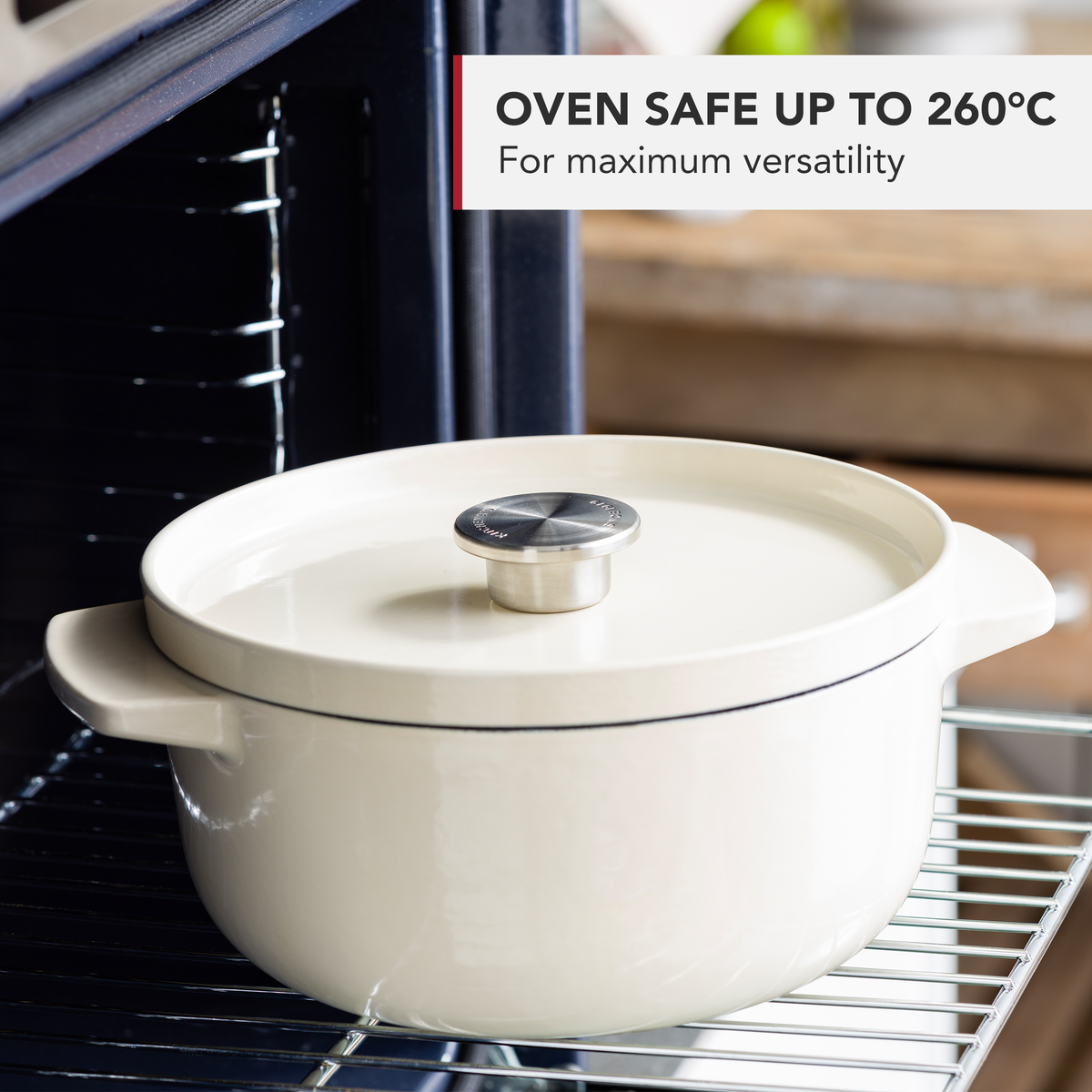 KitchenAid Cookware Cast Iron Casserole Dish With Lid, Non-stick Interior