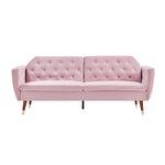 Velvet Click Clack Button Back Sofa Bed - 3 Seater | Pink
