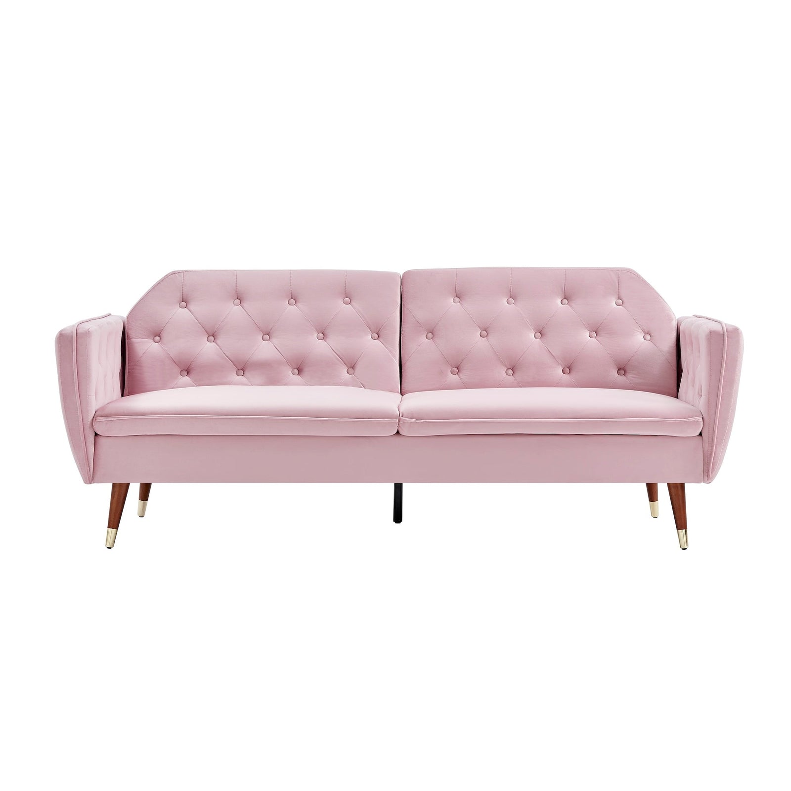 Velvet Click Clack Button Back Sofa Bed - 3 Seater | Pink