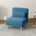 Single Sofa Bed Folding Chair Bed Metal Frame Padding Pillow | Blue