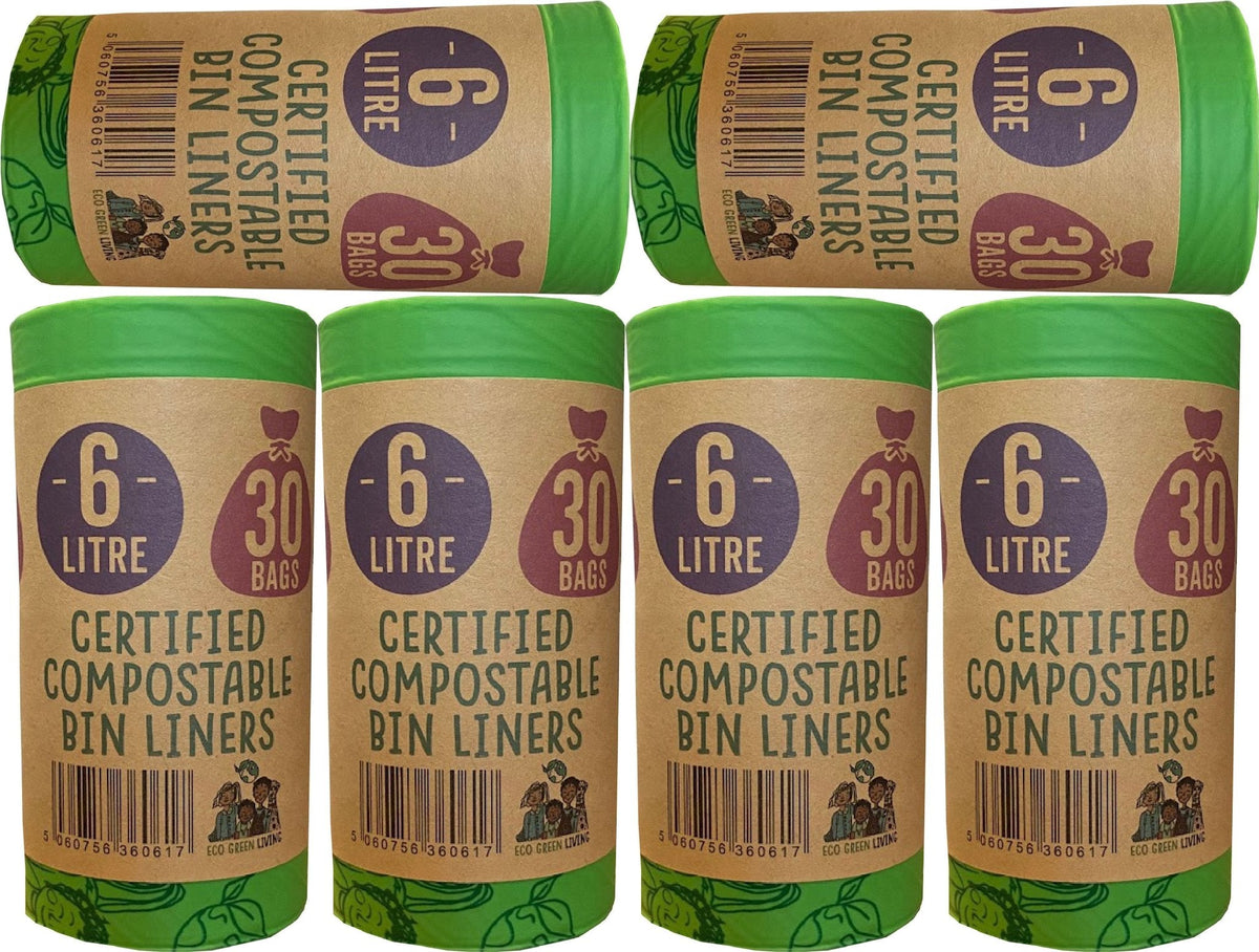 6 Litre Compostable Caddy Bags | Set of 6 | Green