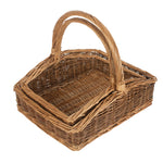 Wicker Rectangular Country Unpeeled Garden Trugs | Set-of-2 | Brown