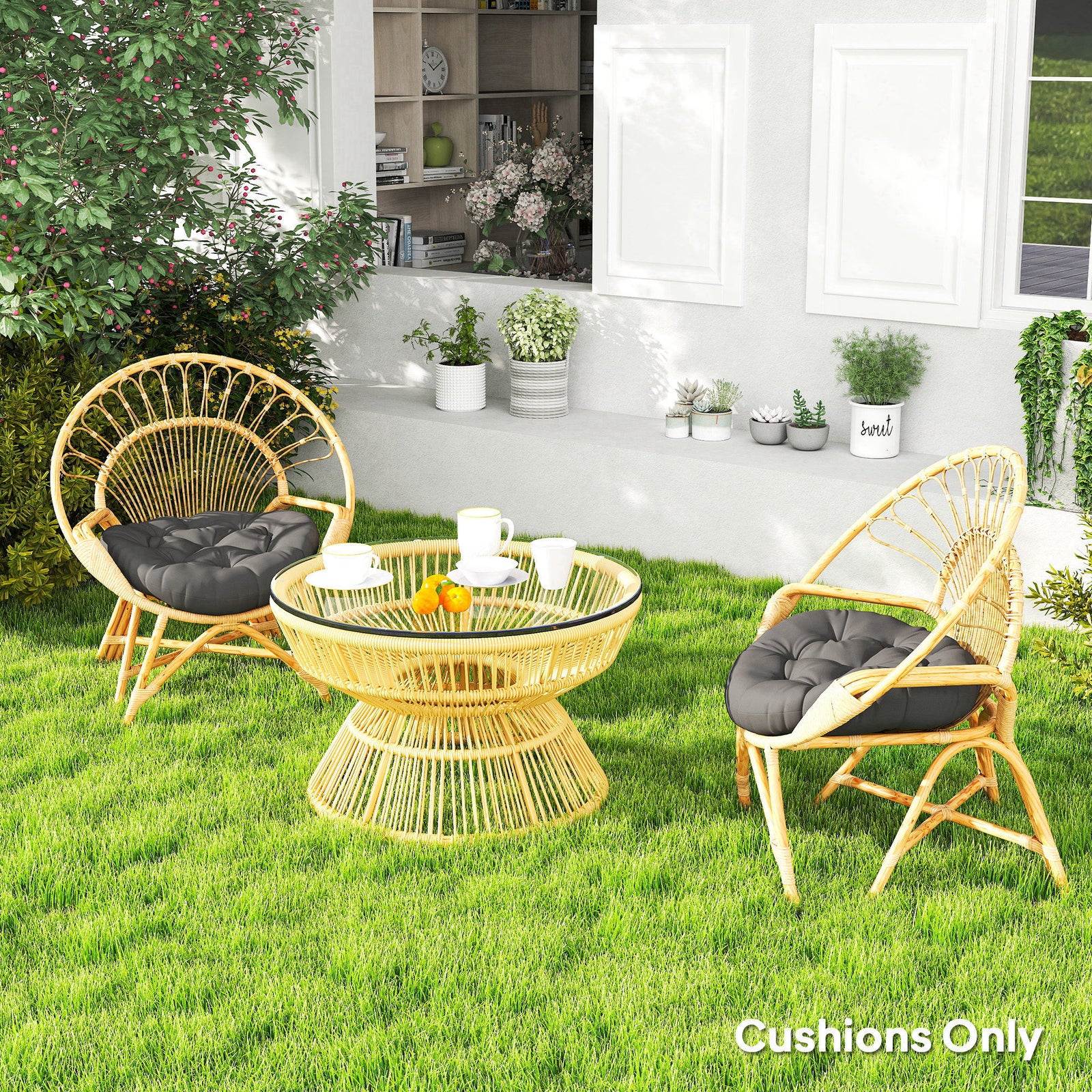 Round Patio Chair Cushions | Dark Grey