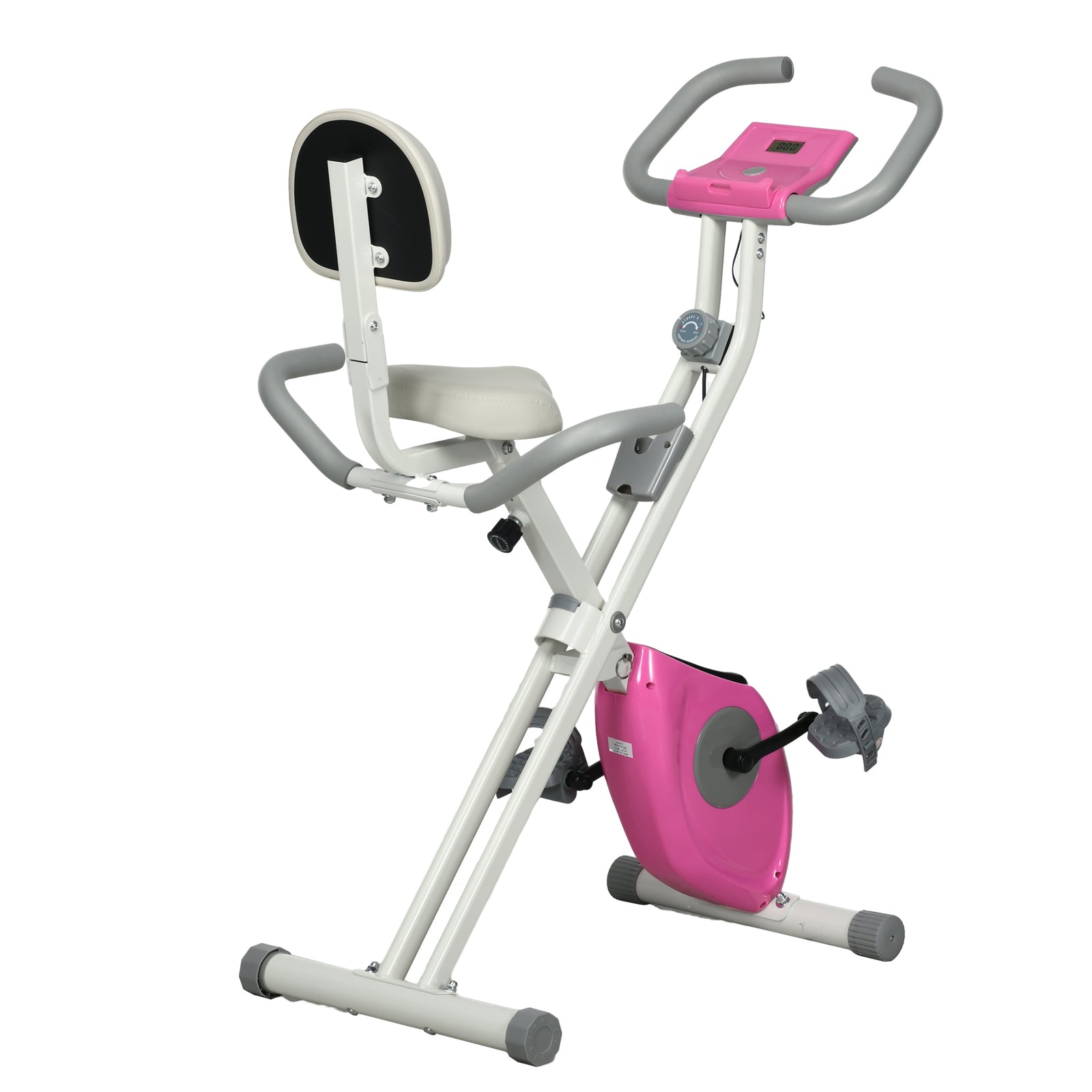 Folding Exercise Bike - Adjustable Resistance & Seat Height | White