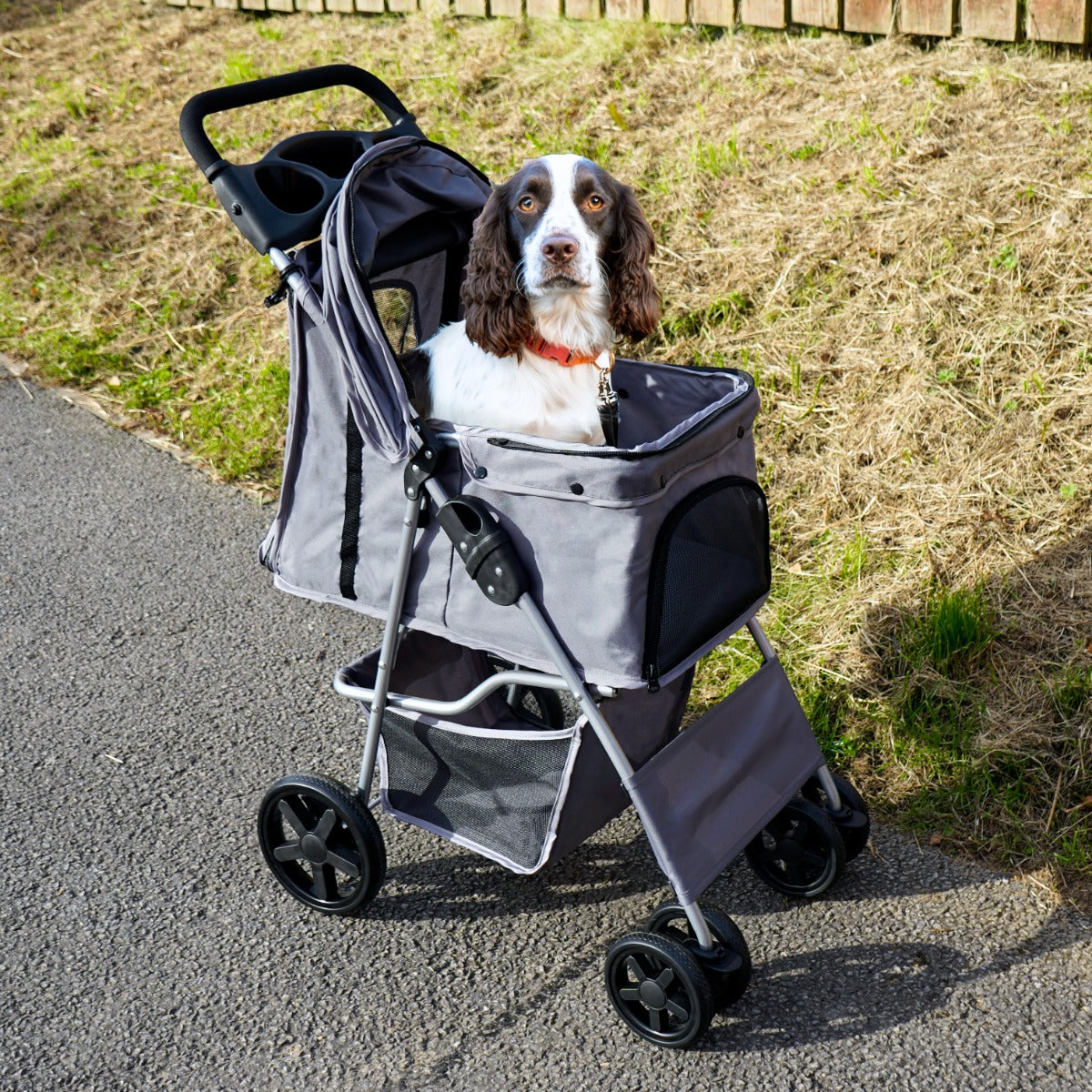 Pet Stroller With Rain Cover | Dark Grey