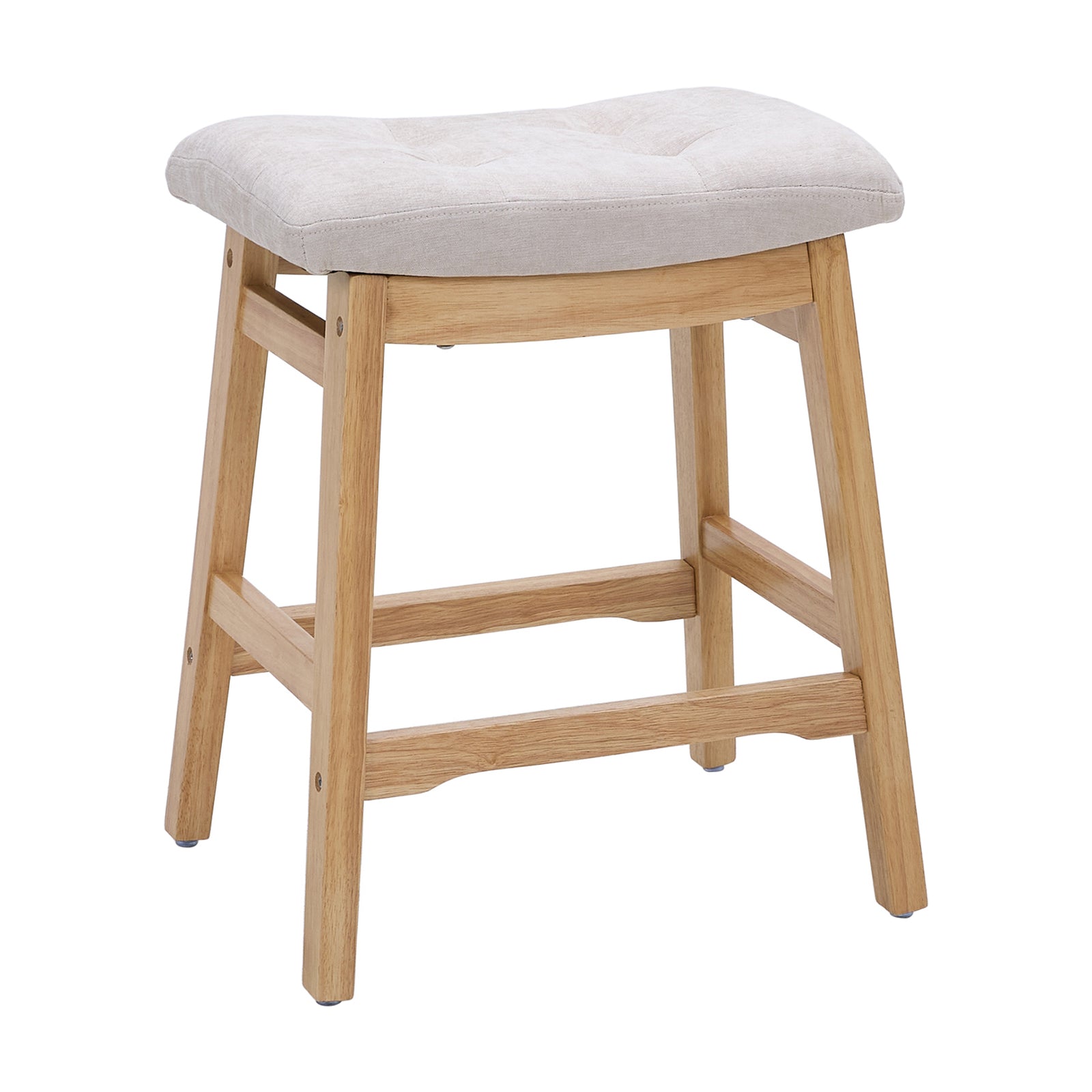 Breeins Set Of 2 Chenille Upholstered Bar Stools With Wooden Base