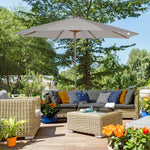 3m Wooden Bamboo Parasol Outdoor Umbrella Canopy | Gray
