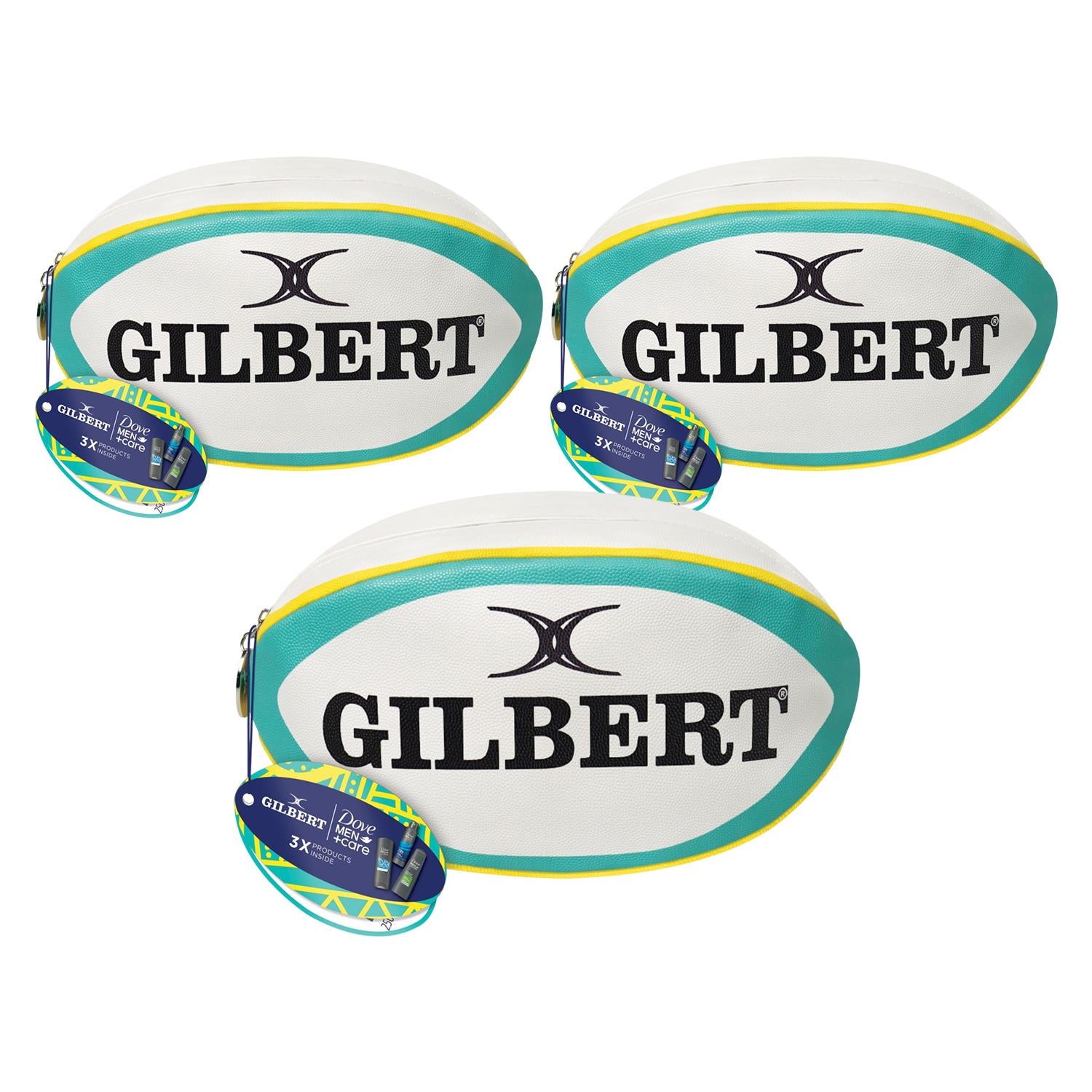 X Gilbert Rugby Ball Edition Washbag Gift Set For Him, 3 Piece | Set of 3