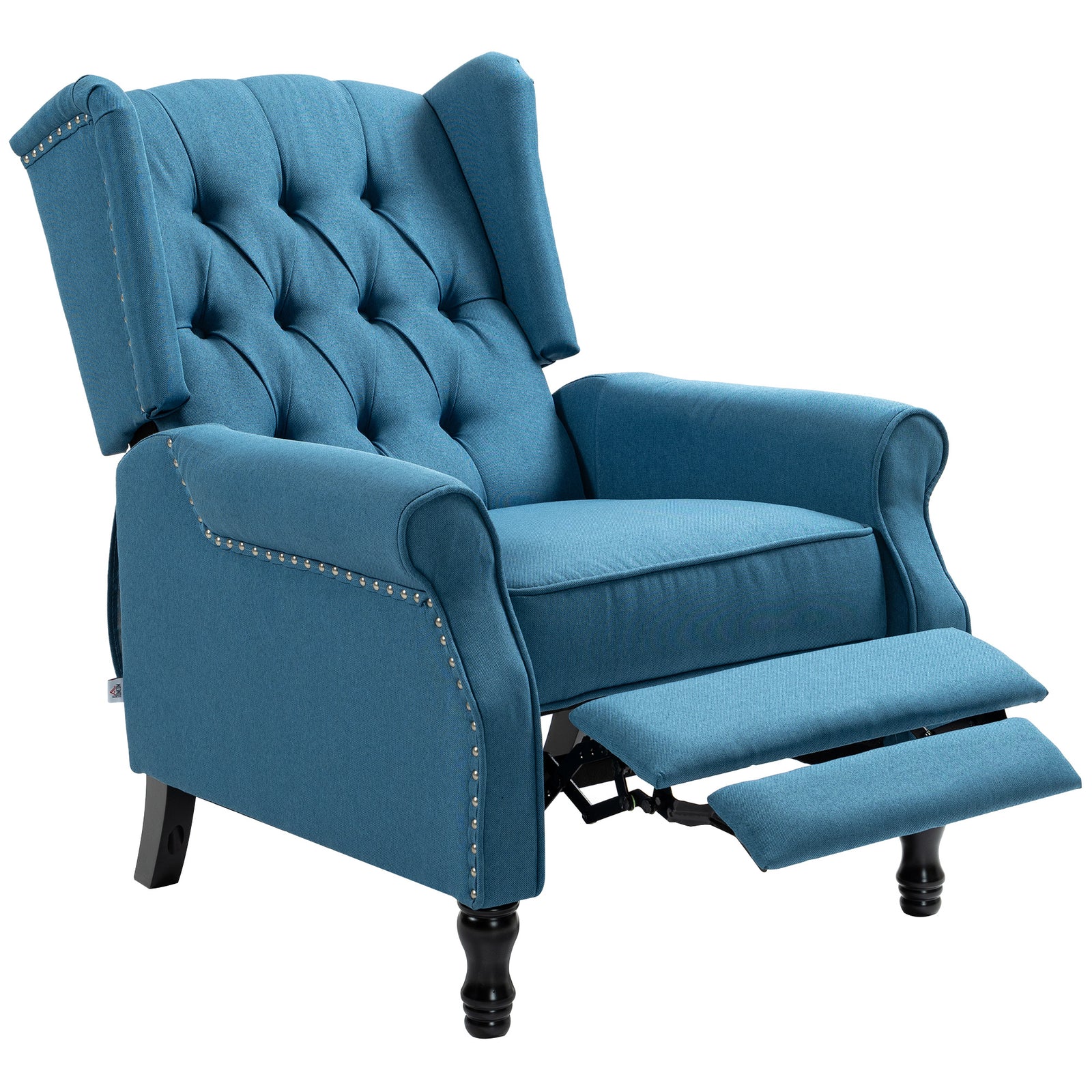 Manual Reclining Armchair W/ Footrest | Blue